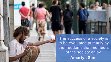 Amartya Sen - Success of a society is to be judged by freedom of people.